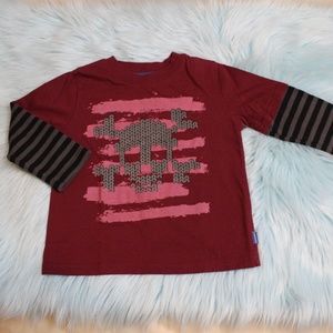 Boys Size 4T Maroon Skull Print Long Sleeve Shirt